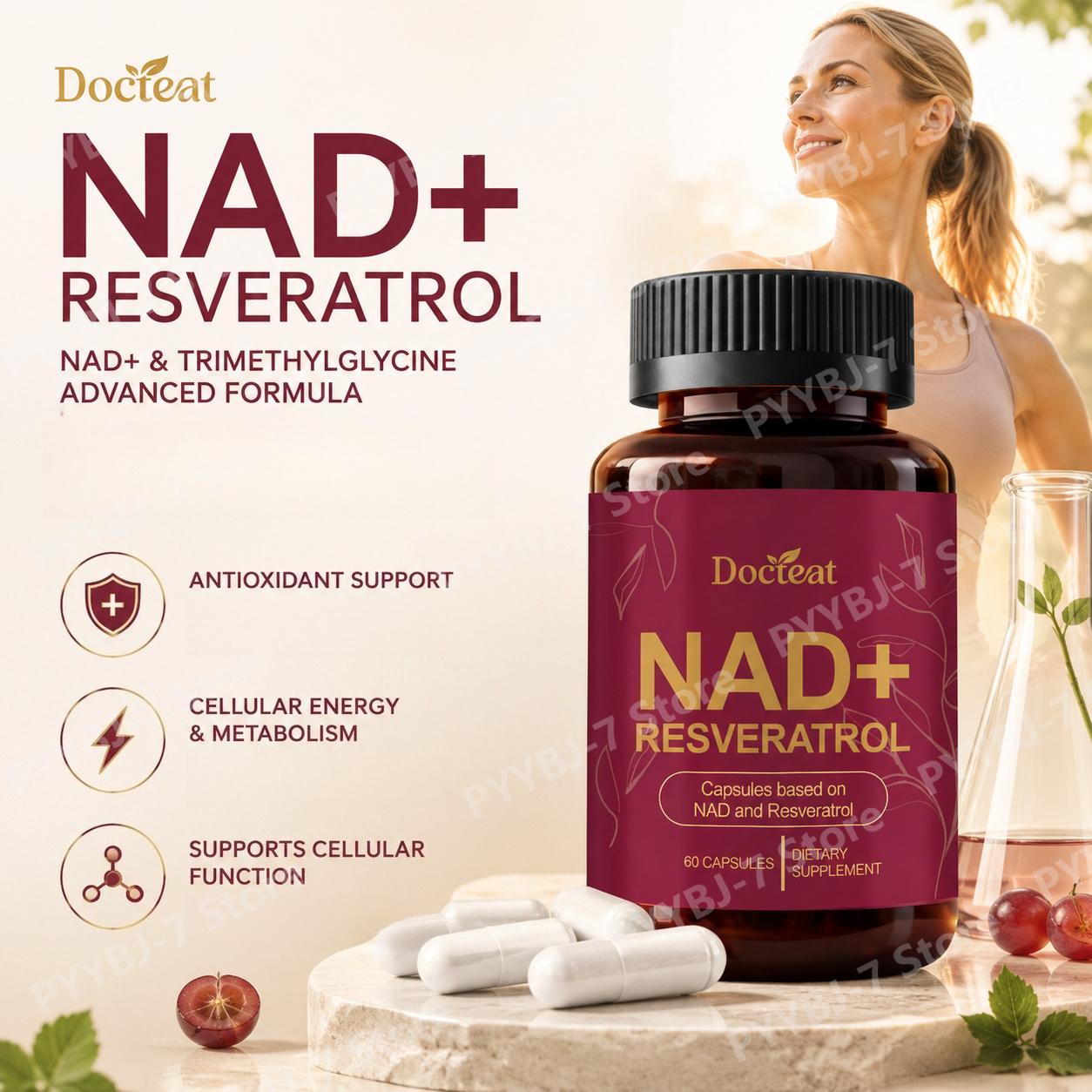 Wellness Quercetin - مكمل غذائي NAD+ ريسفيراترول 60 كبسولة