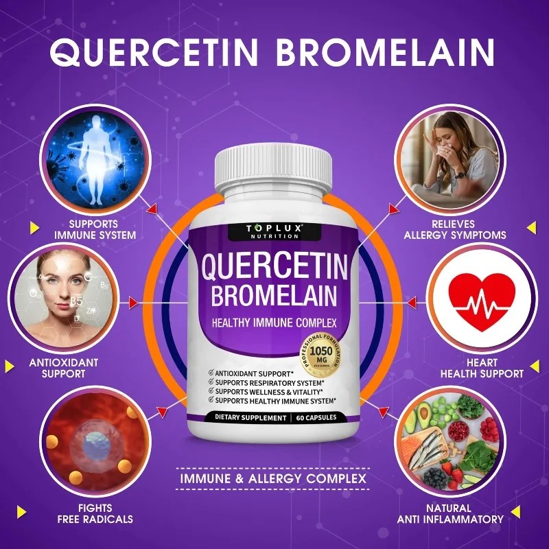 Wellness Quercetin - كبسولات الكيرسيتين والبروميلين، تدعم الصحة المناعية