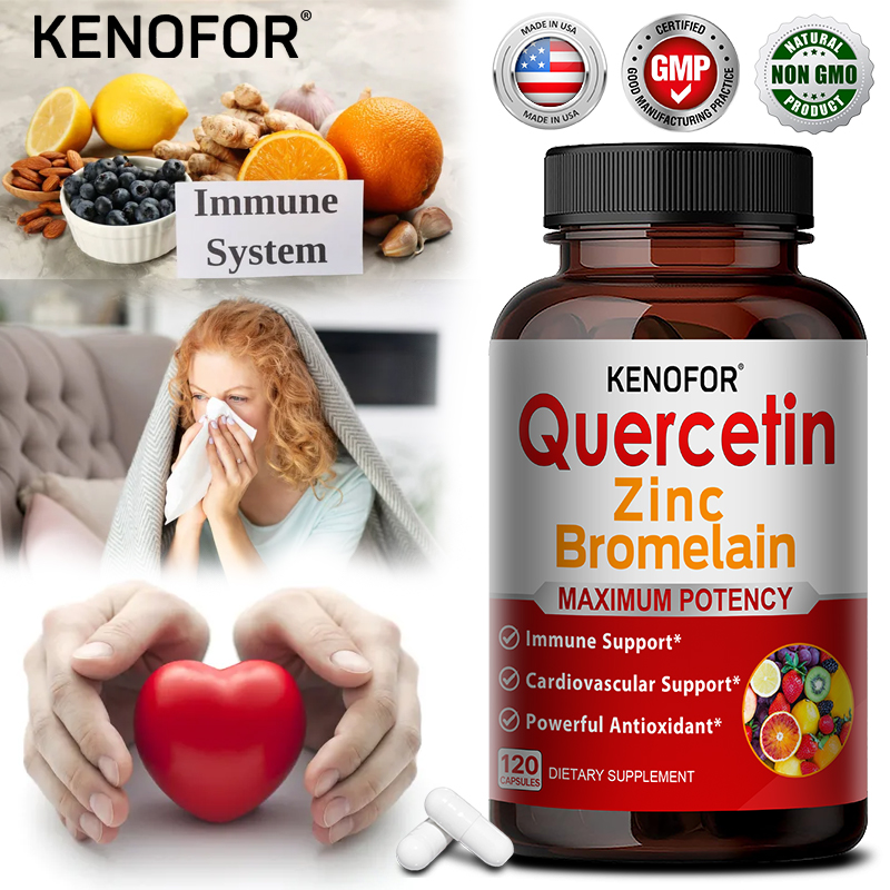 Wellness Quercetin - كبسولات الزنك والكيرسيتين والبروميلين، مركب البيوفلافونويد،