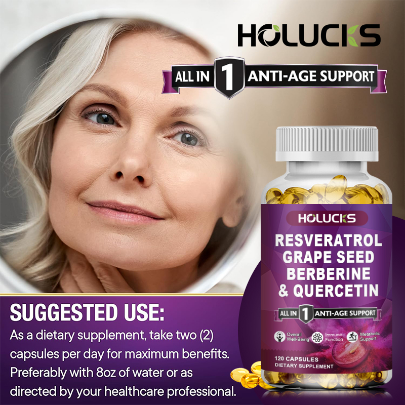 مكمل ريسفيراترول من HOLUCKS، ي - مراجعة Wellness Quercetin وسعره